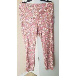 NWT  $84 KENSIE PERFORMANCE CARAMEL VINTAGE FLORAL POCKET LEGGING SZ 1X